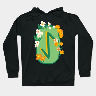 Eihwaz Rune Flowery Design Hoodie